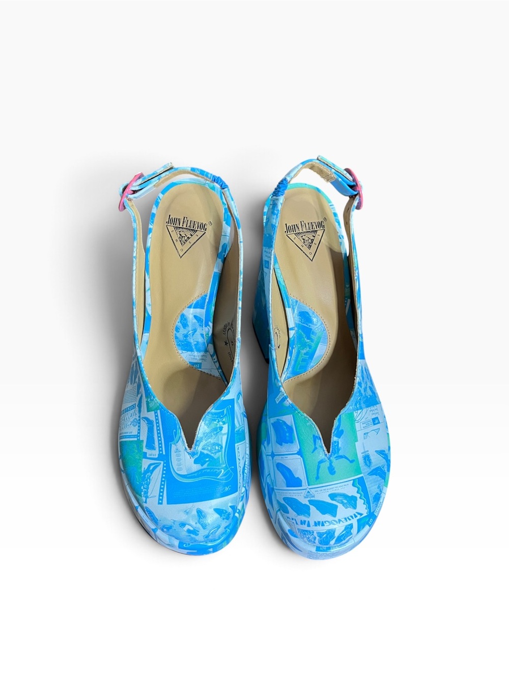 John fluevog Saudade Blue Prints Mary Jane Heels Women Size 6